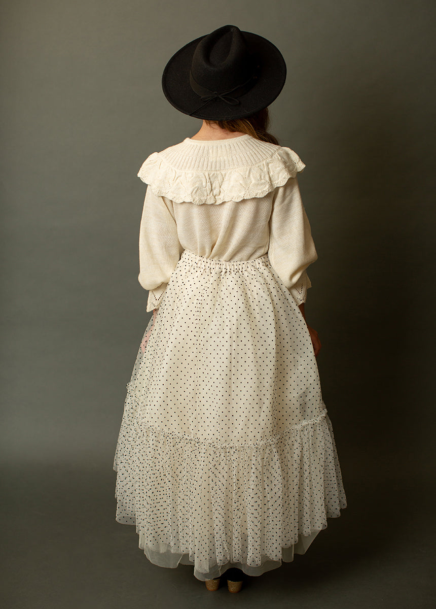 Brigitte Skirt in Cream Black Dot