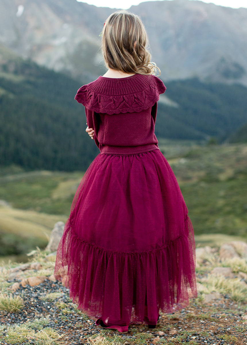 Brigitte Skirt in Burgundy Dot