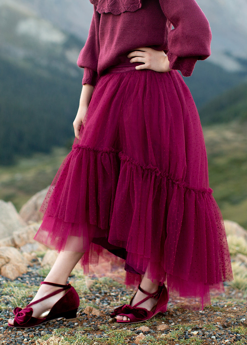 Brigitte Skirt in Burgundy Dot