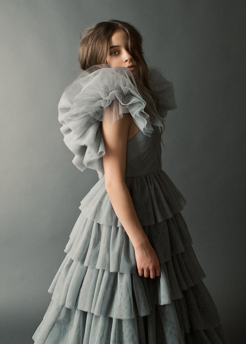 Briony Impact Dress in Dusty Blue