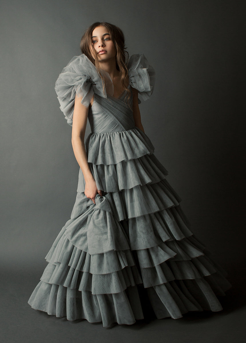 Briony Impact Dress in Dusty Blue