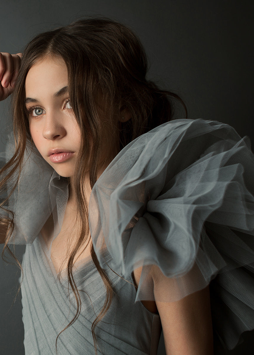 Briony Impact Dress in Dusty Blue