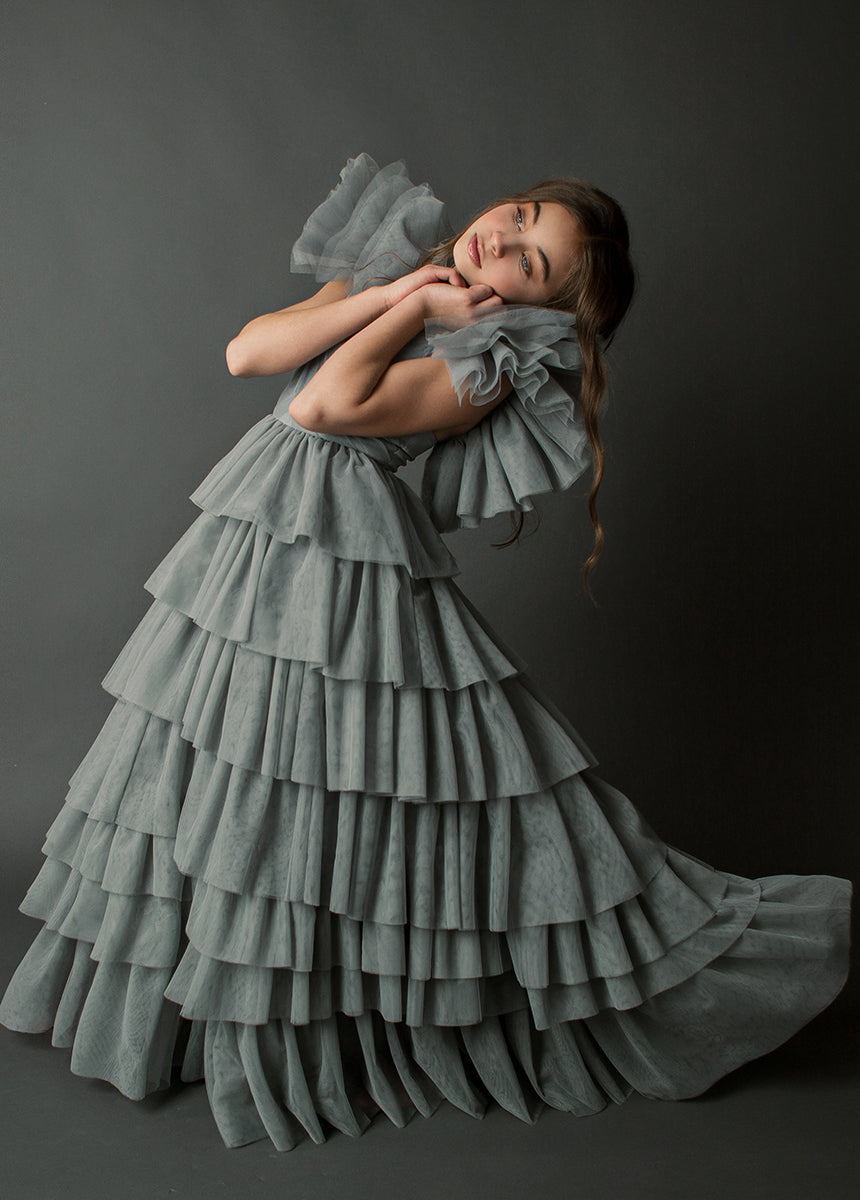 Briony Impact Dress in Dusty Blue