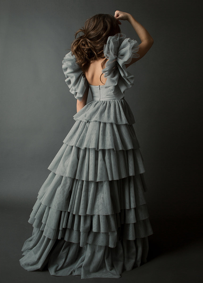 Briony Impact Dress in Dusty Blue