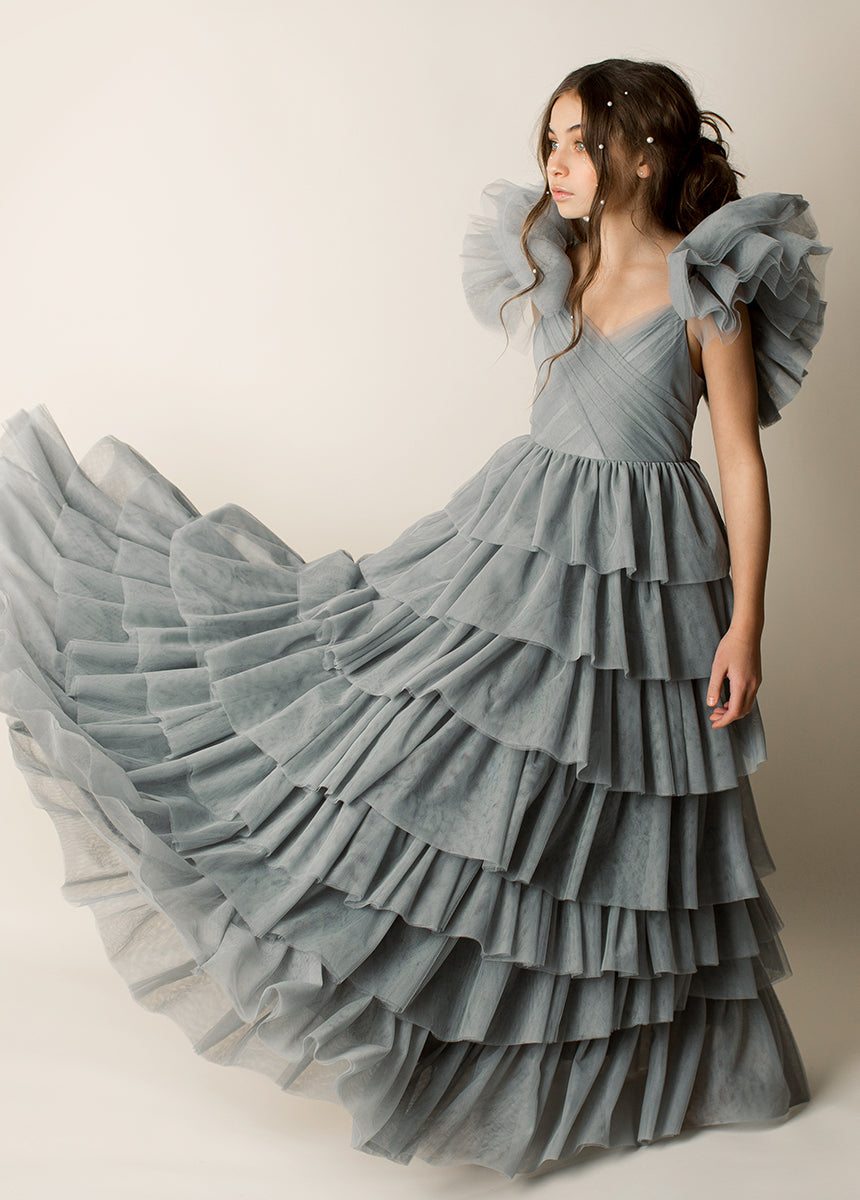 Briony Impact Dress in Dusty Blue