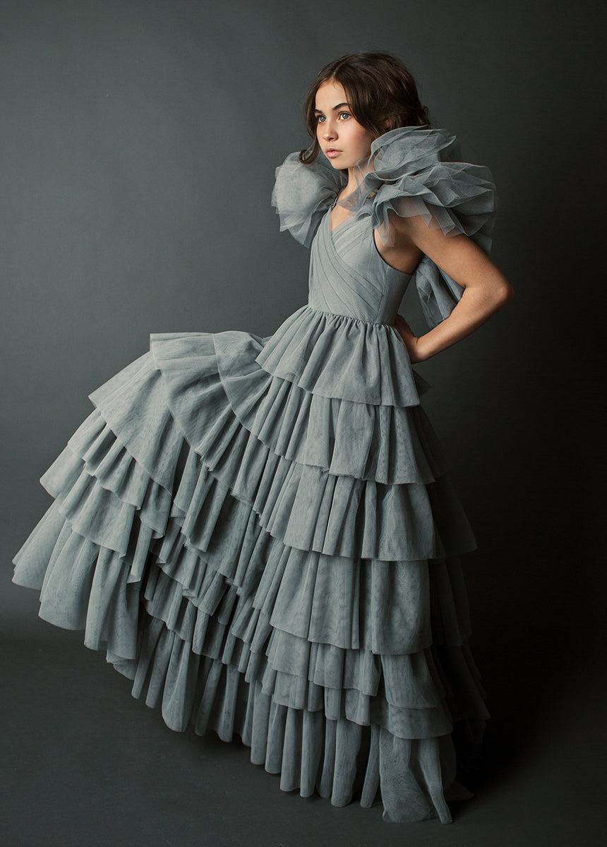 Briony Impact Dress in Dusty Blue