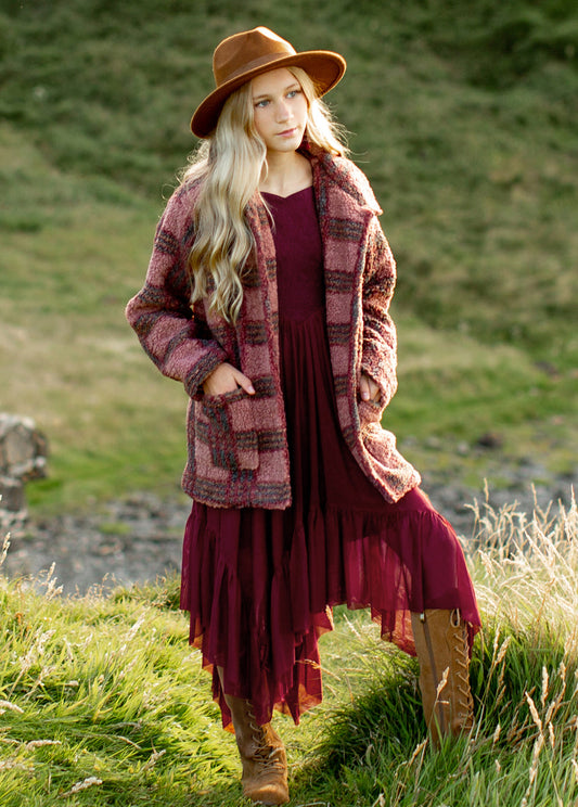 Gertrude Coat in Rose Plaid