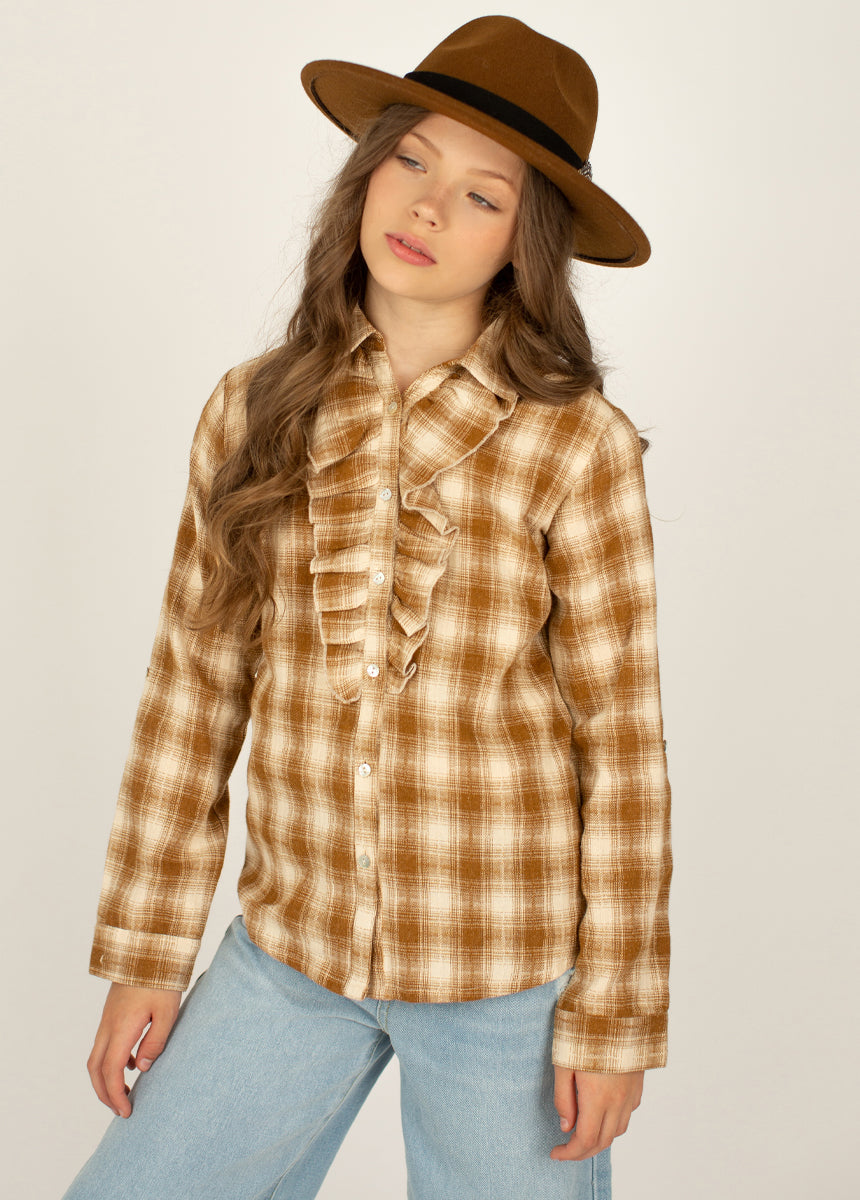 Taylor Top in Ochre Plaid