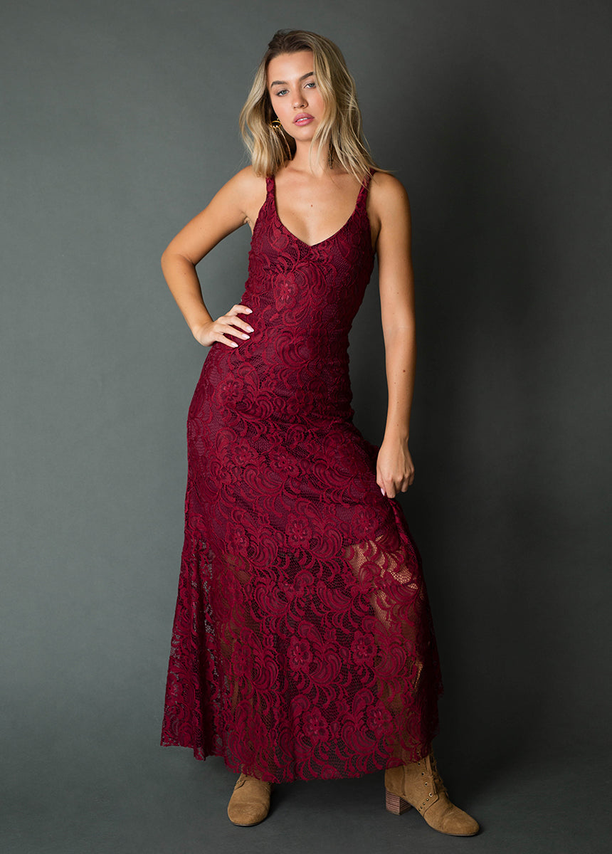 Carmel Slip Dress in Burgundy