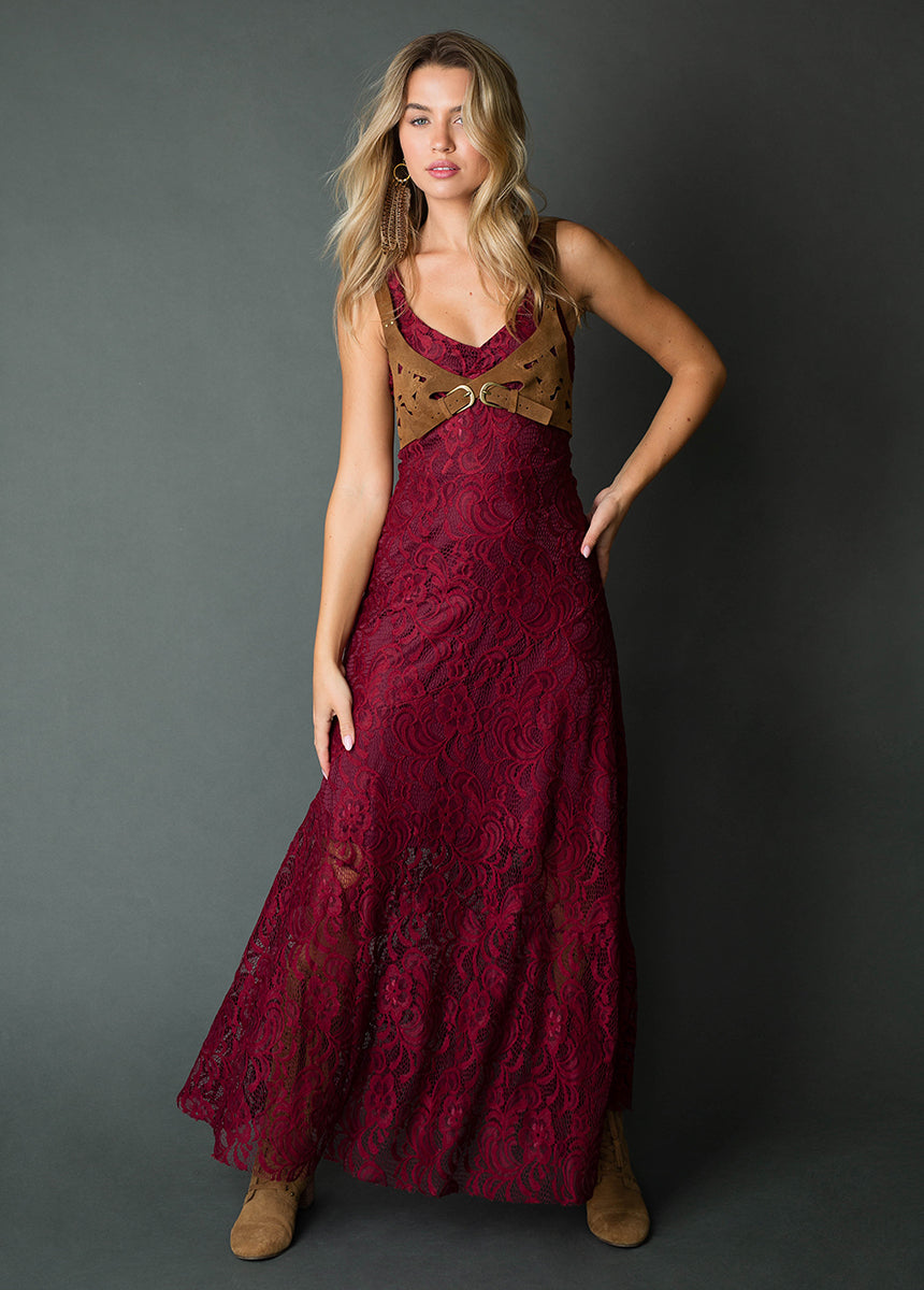 Carmel Slip Dress in Burgundy