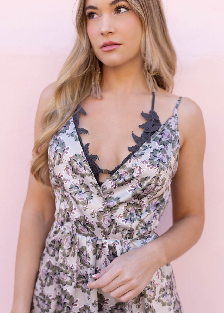 Carmen Dress in Taupe Floral