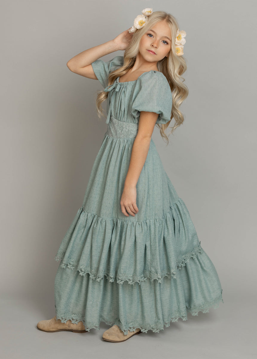 Casidy Dress in Dusty Aqua