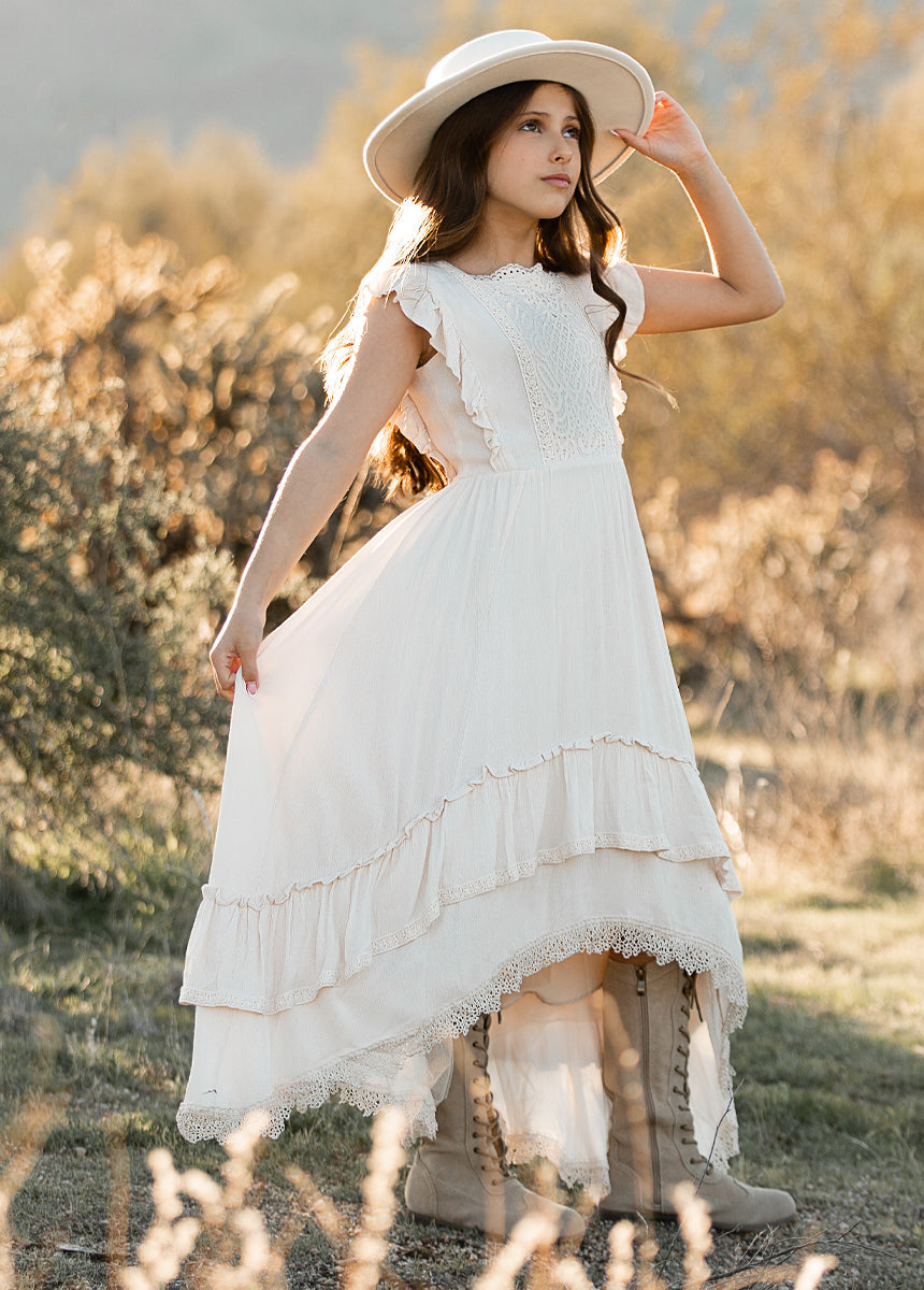 Cassia Dress in Ecru