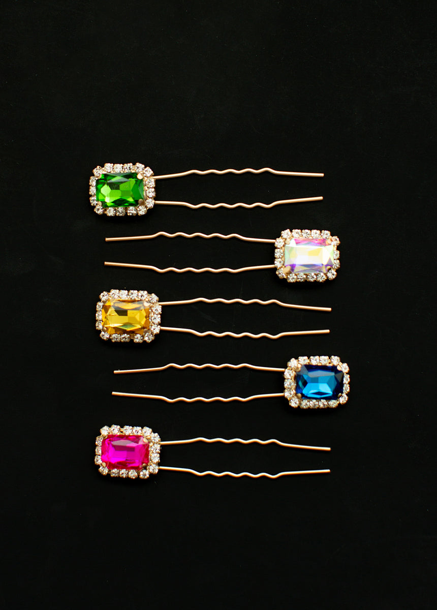 Celaena Hairpin Set in Jewel Tone Multi