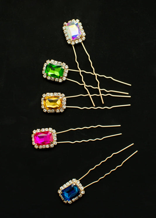 Celaena Hairpin Set in Jewel Tone Multi