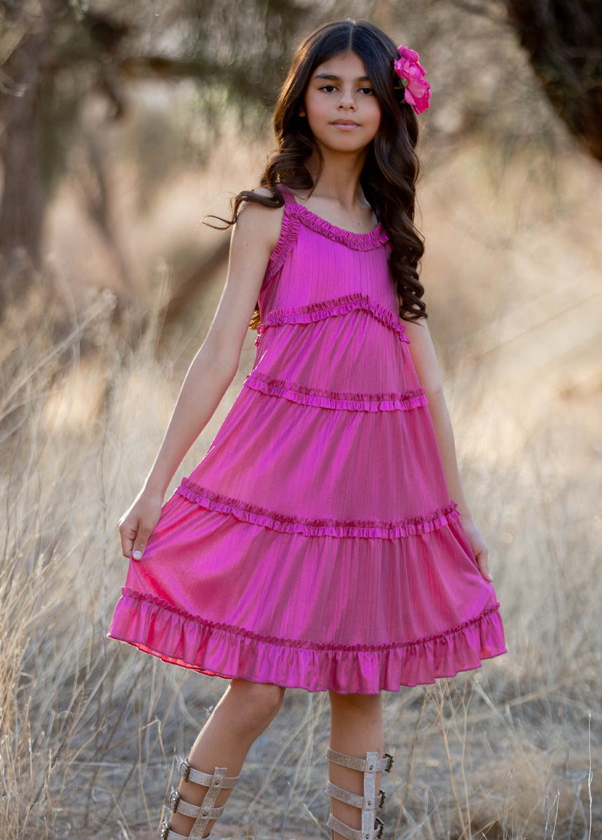 Darana Dress in Metallic Fuchsia
