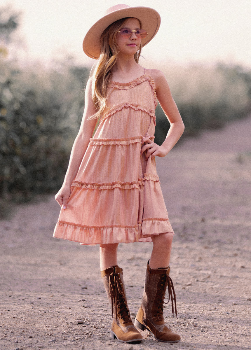 Darana Dress in Metallic Pink