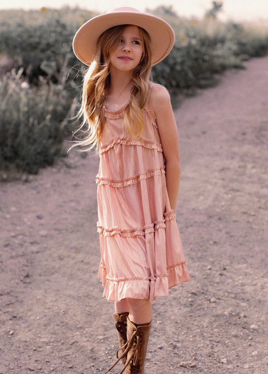 Darana Dress in Metallic Pink