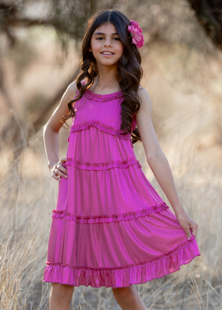 Darana Dress in Metallic Fuchsia