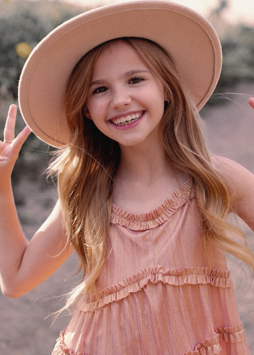 Darana Dress in Metallic Pink