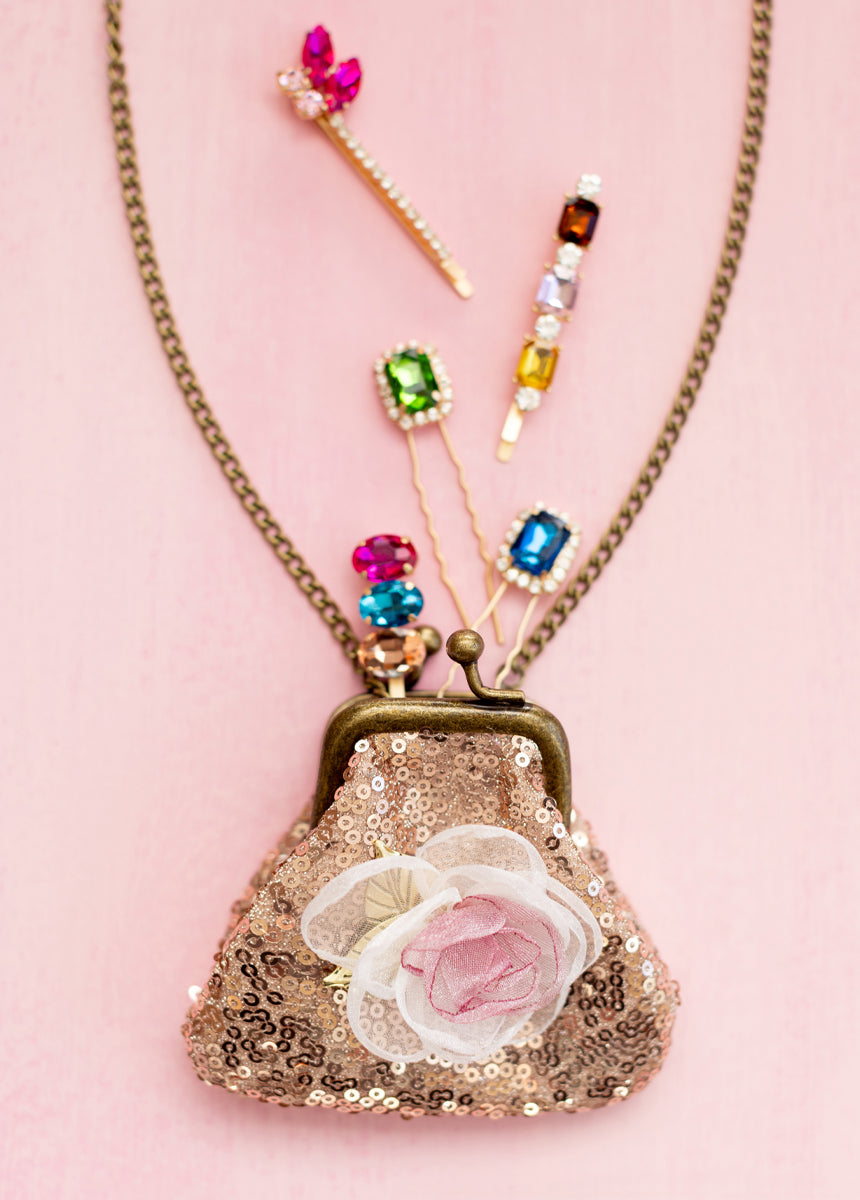 Deavaney Coin Purse in Pink Sequin