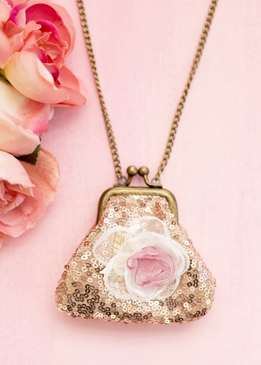 Deavaney Coin Purse in Pink Sequin