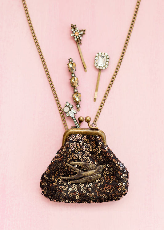 Deavaney Coin Purse in Black Shimmer