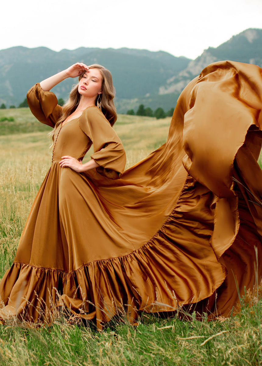 Lorna Impact Dress in Dark Honey