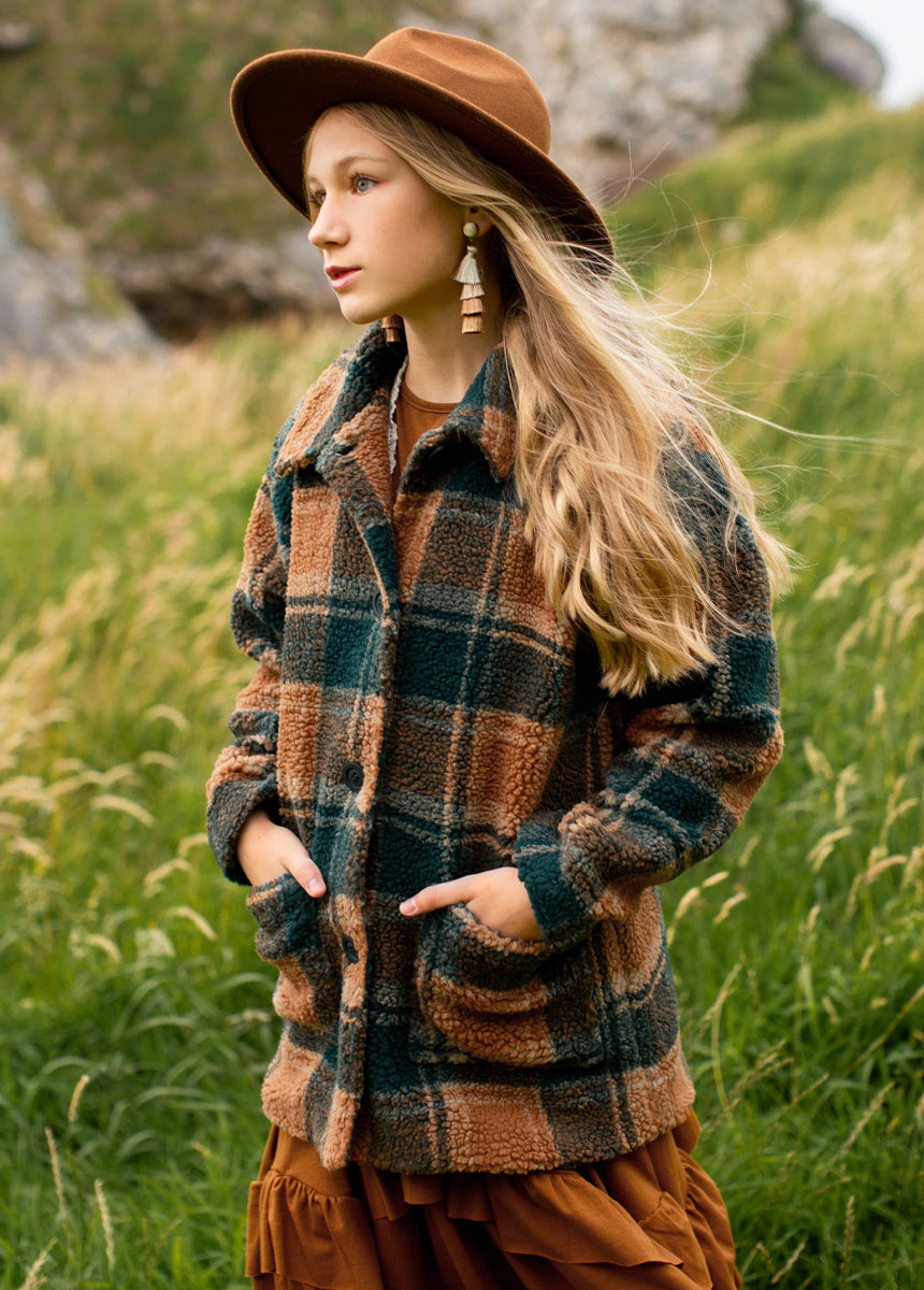 Gertrude Coat in Camel Plaid