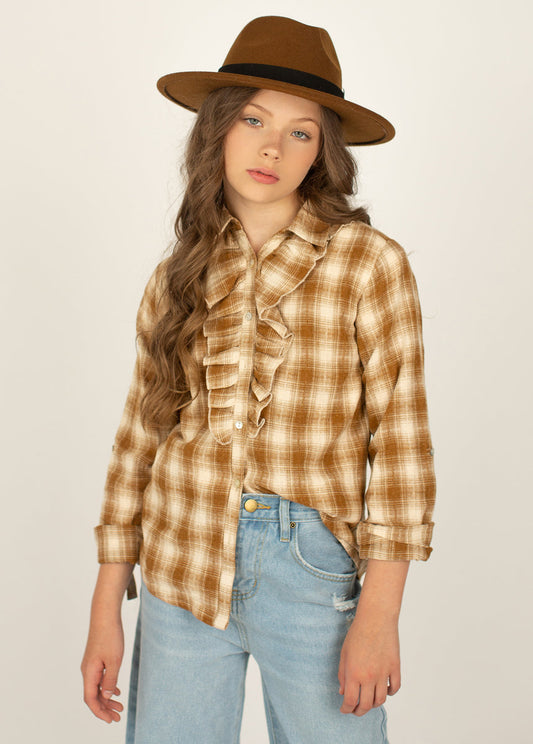 Taylor Top in Ochre Plaid