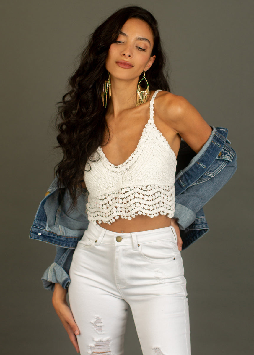 Sonnet Crochet Top in White