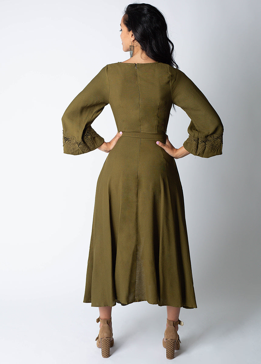Felicite Dress in Army Green