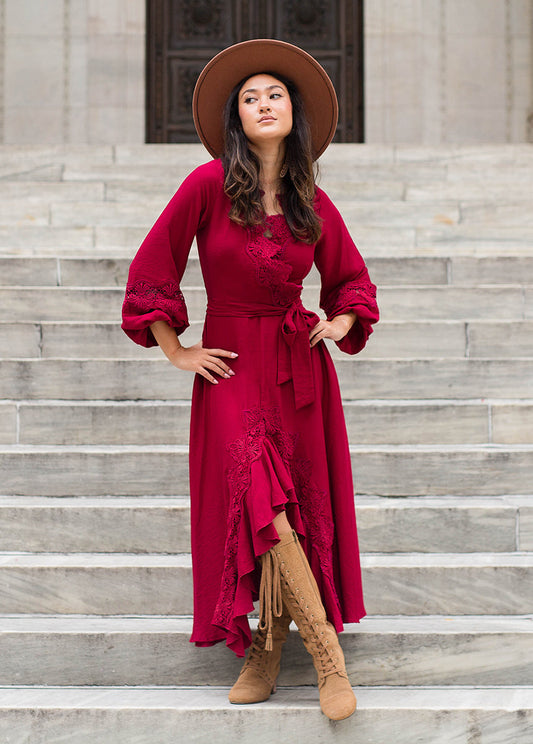 Felicite Dress in Wine