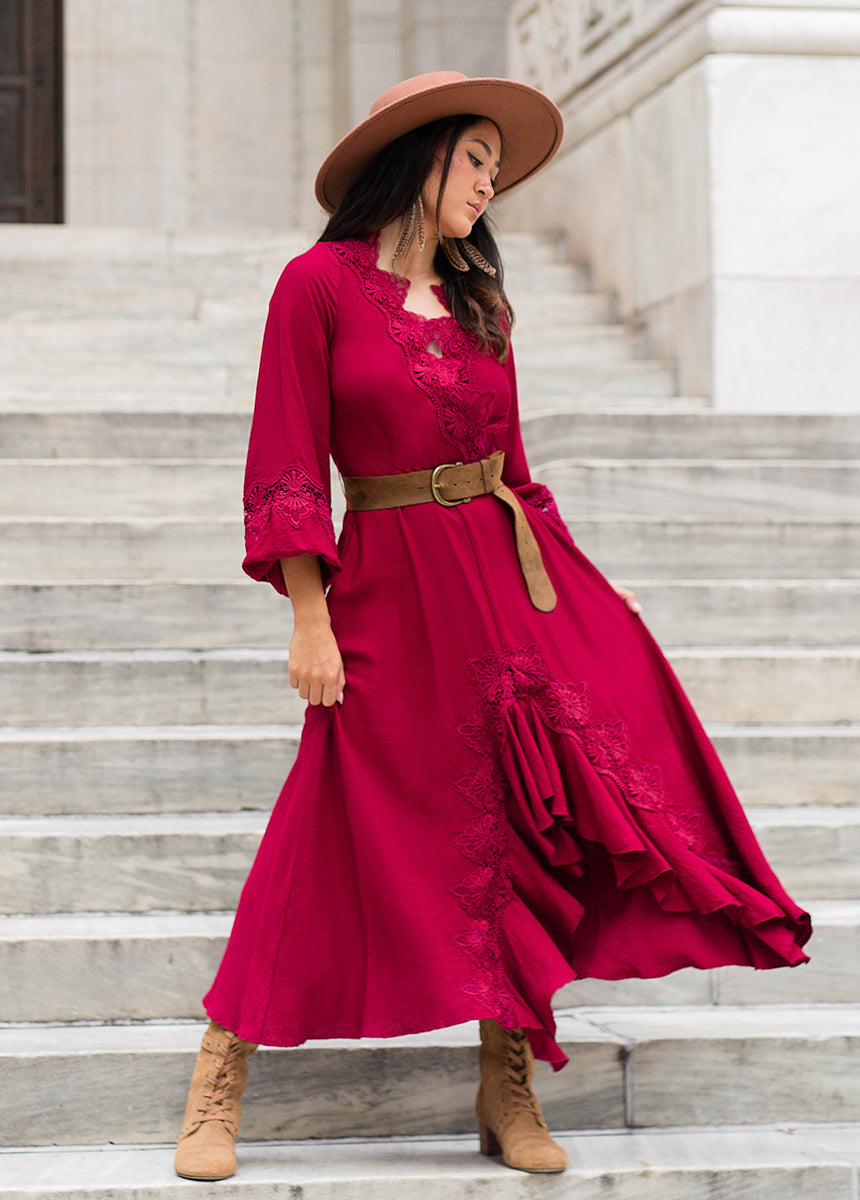 Felicite Dress in Wine