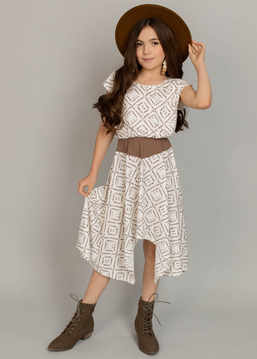 Fenlie Dress in Cream Boho Geo