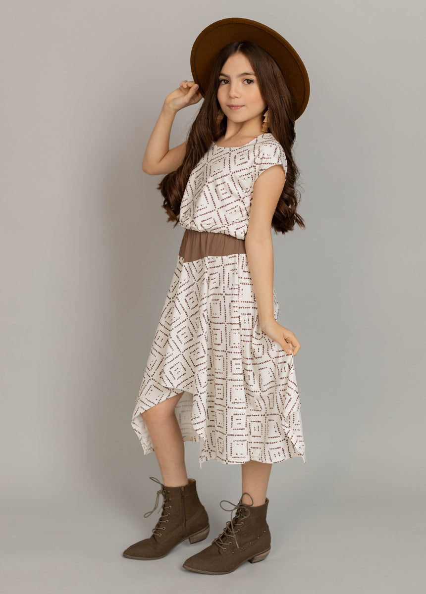 Fenlie Dress in Cream Boho Geo