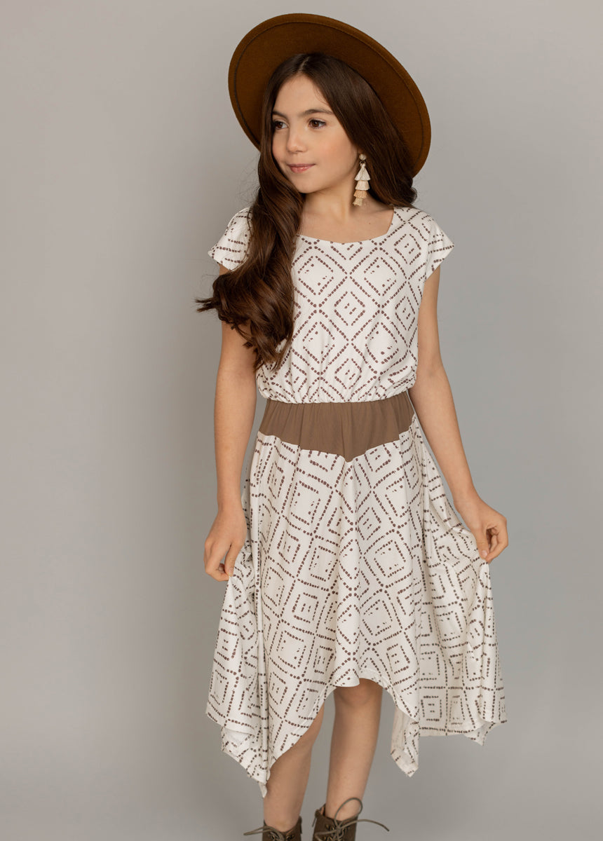 Fenlie Dress in Cream Boho Geo