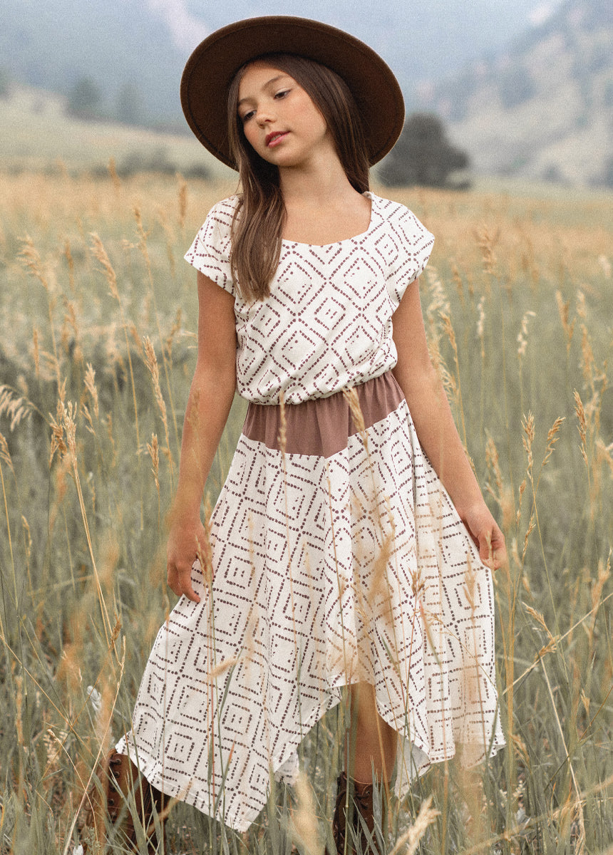 Fenlie Dress in Cream Boho Geo