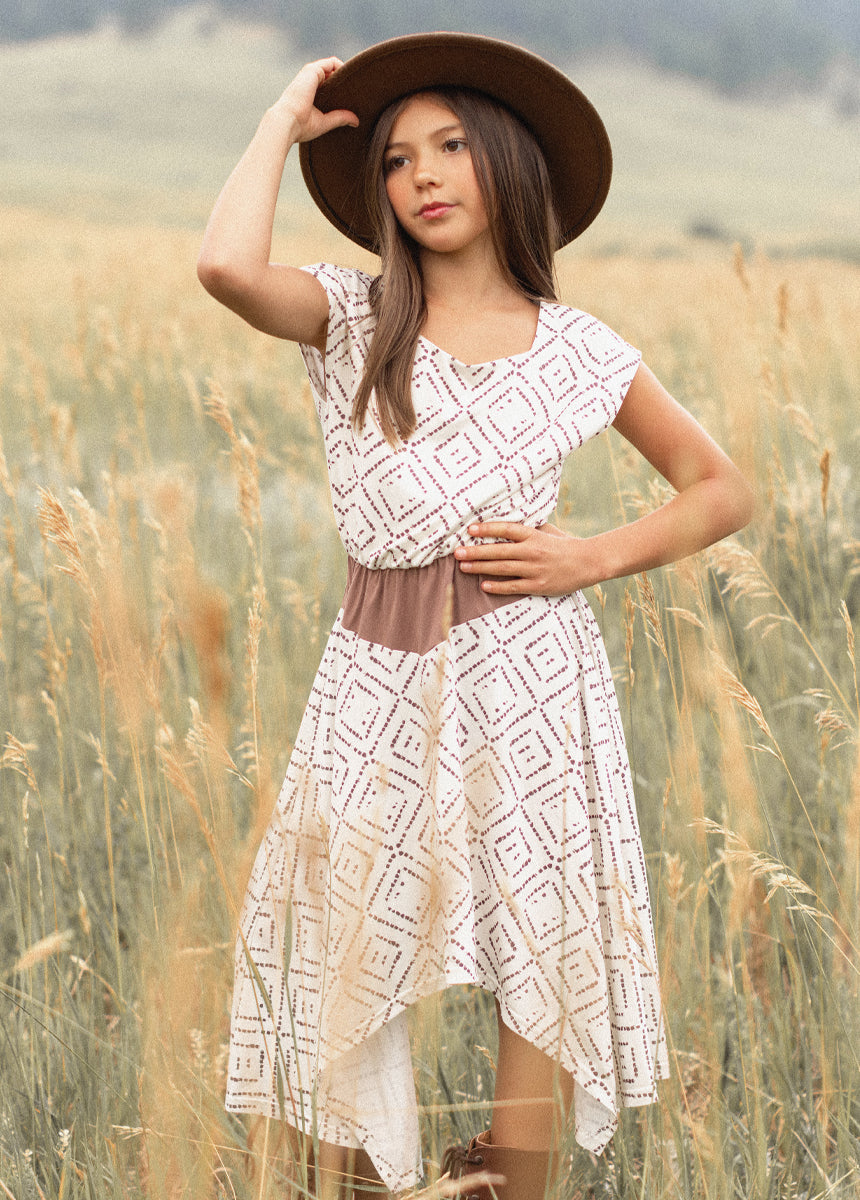 Fenlie Dress in Cream Boho Geo