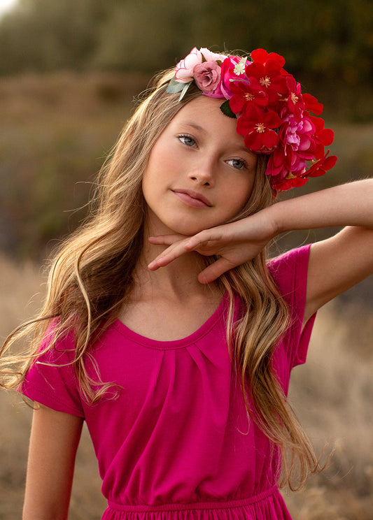 Flora Crown in Crimson Blush