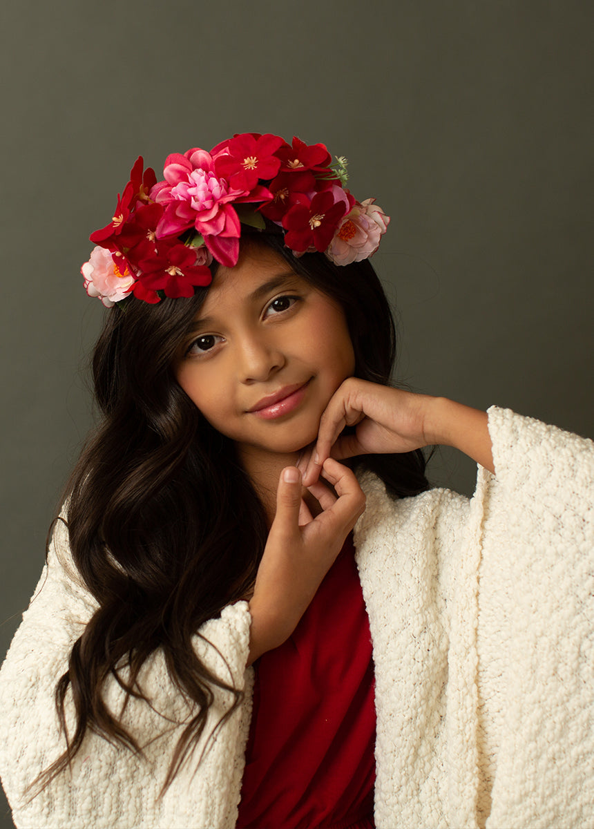 Flora Crown in Crimson Blush