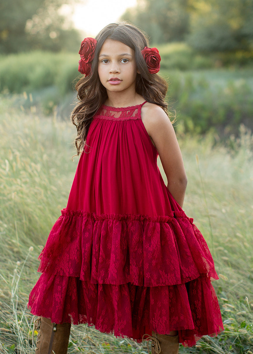 Catrina Dress in Crimson