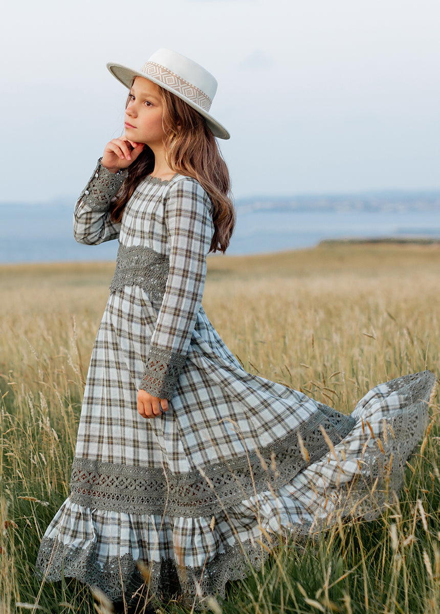 Rosi Dress in Smoke Blue Plaid