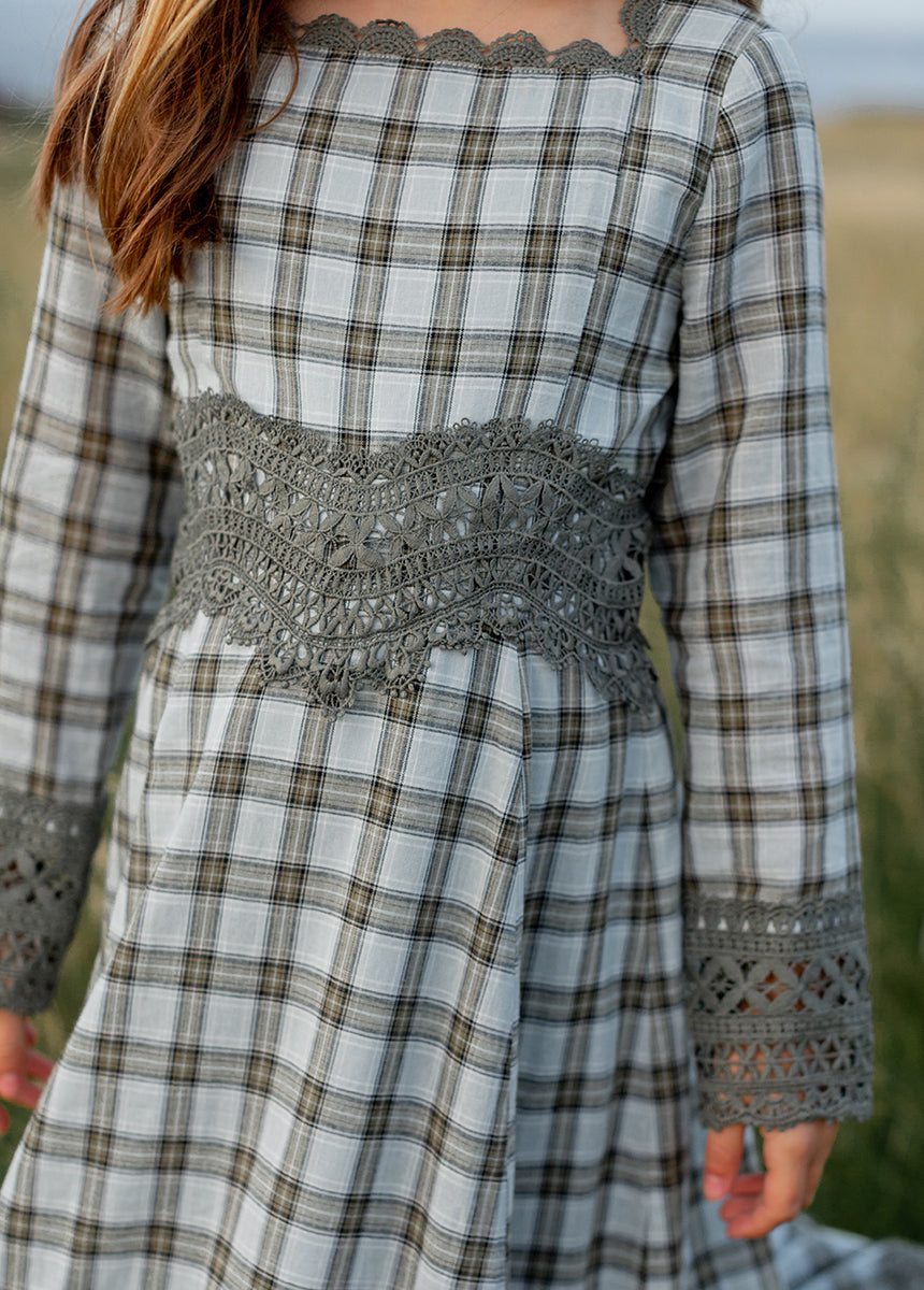 Rosi Dress in Smoke Blue Plaid