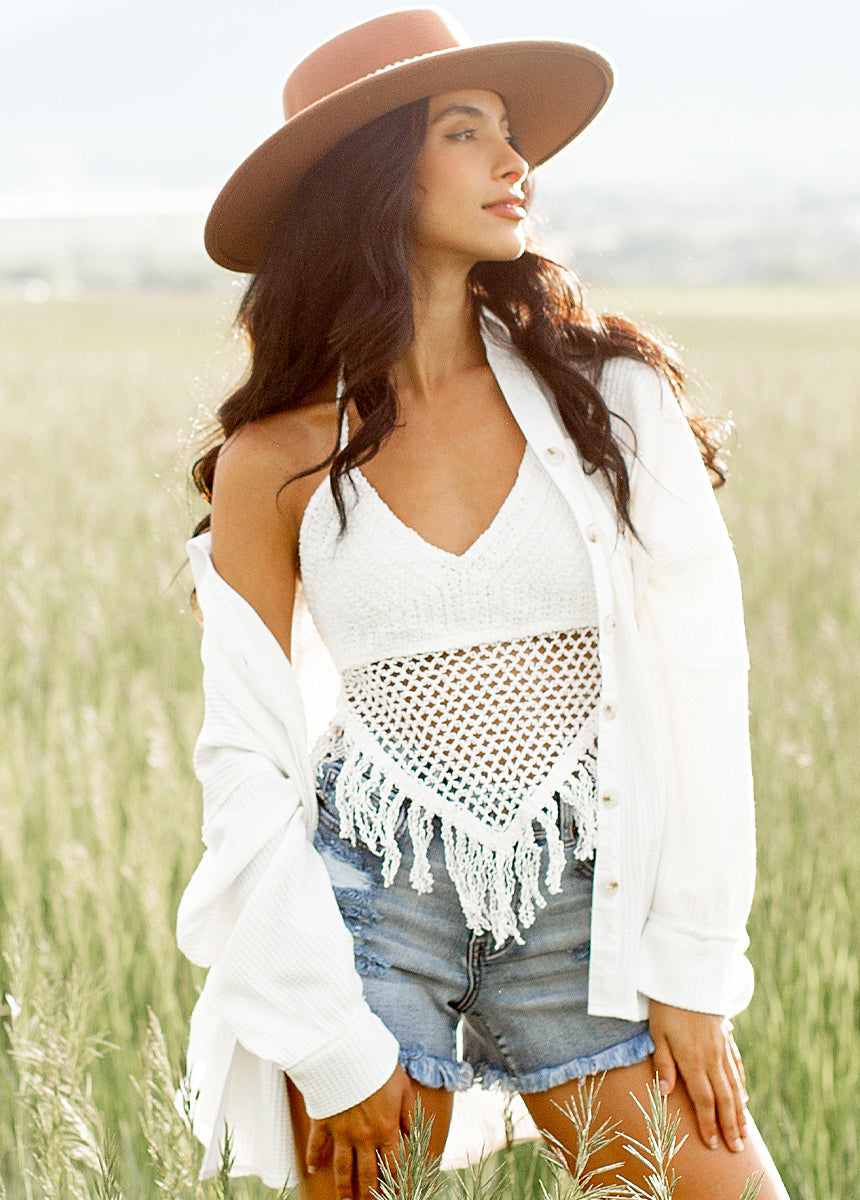 Wrenley Crochet Top in White