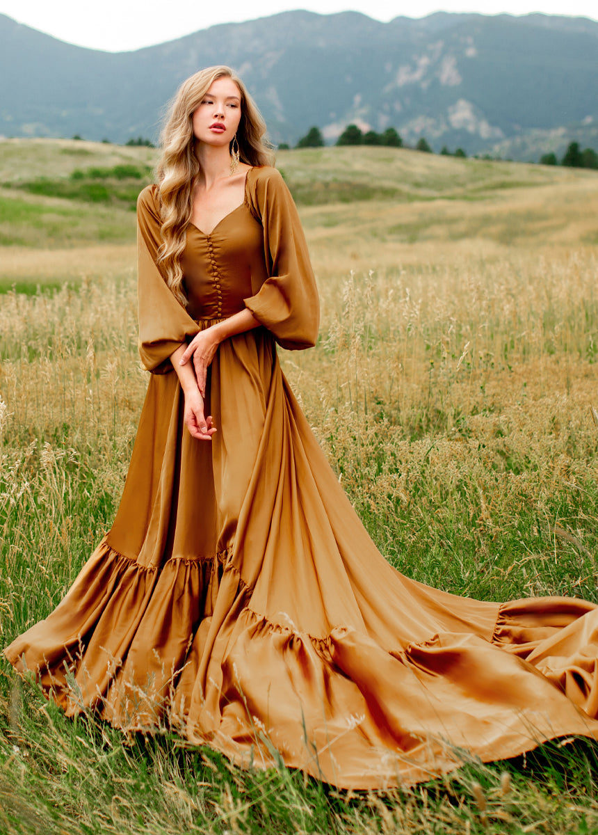 Lorna Impact Dress in Dark Honey