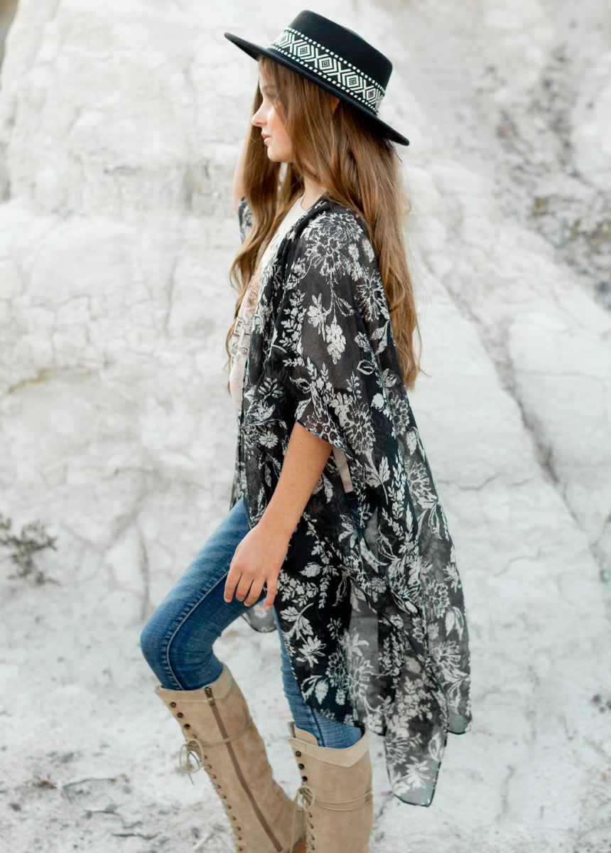 Avalon Duster in Black Block Print
