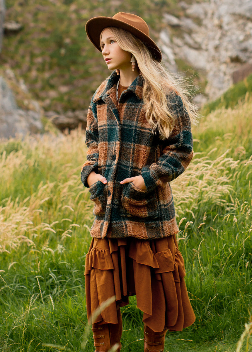 Gertrude Coat in Camel Plaid