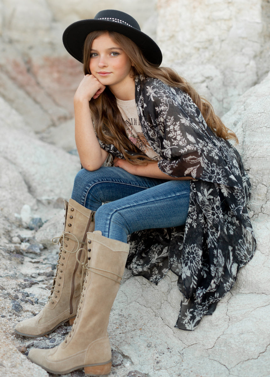 Avalon Duster in Black Block Print