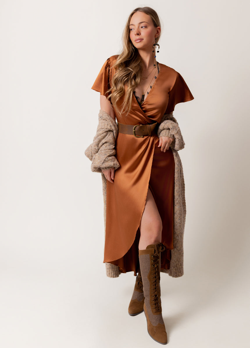 Giulia Silk Dress in Copper